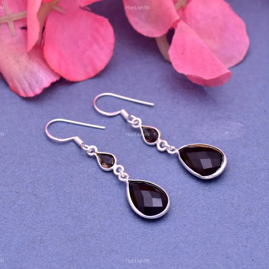 Natural Smoky Topaz Gemstone Handcrafted Dangle Earrings