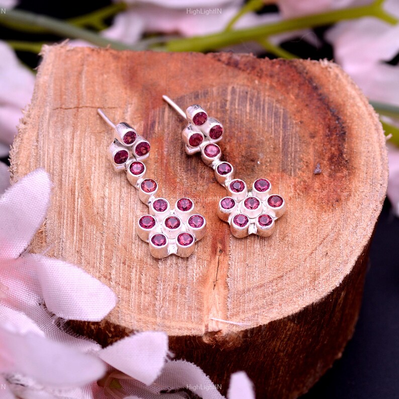 Natural Garnet Handcrafted Gemstone Stud Earrings