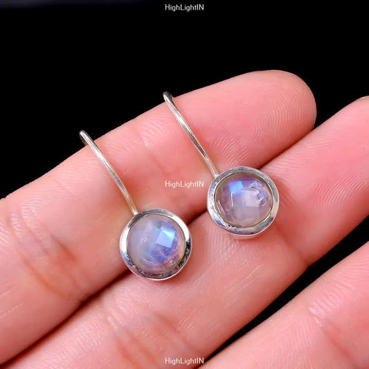 Rainbow Moonstone Gemstone Handcrafted Drop Earrings