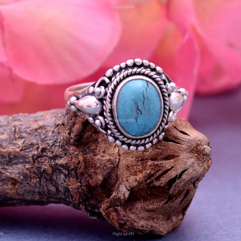 Natural Turquoise Handmade December Birthstone Statement Ring