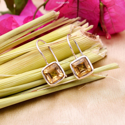 Citrine Dangling Handcrafted Gemstone Drop Earrings