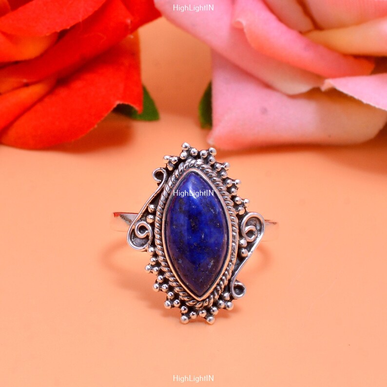 Lapis Lazuli Gemstone Handcrafted Statement Ring
