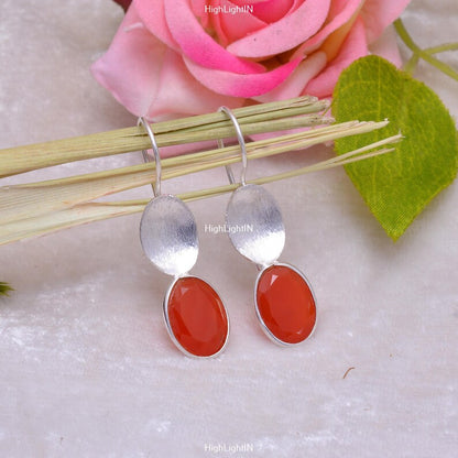 Carnelian Gemstone Handcrafted Drop and Dangle Earrings