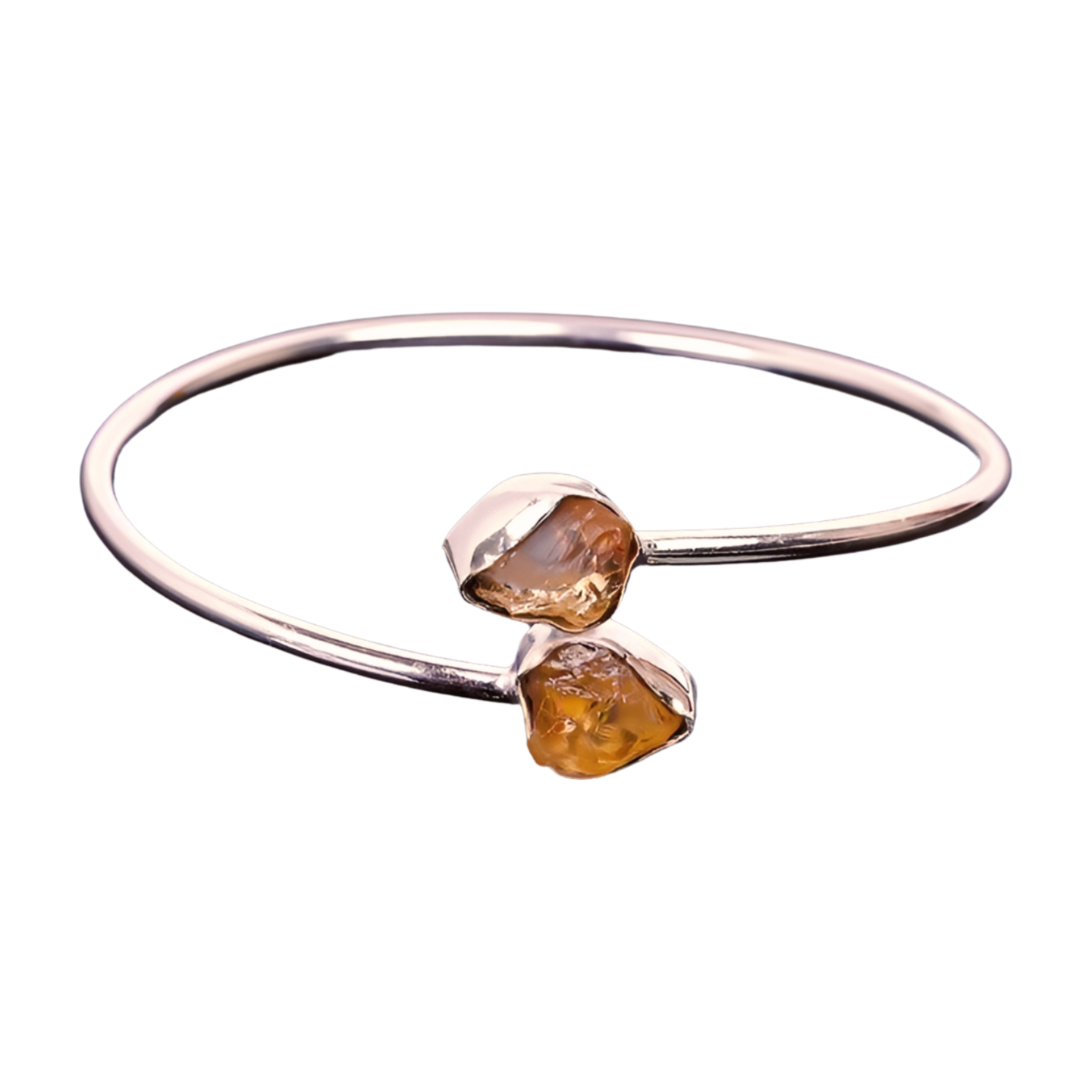 Citrine 925 Sterling Silver Adjustable Bangle