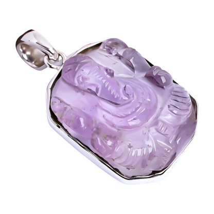 Lord Ganesha 925 Sterling Silver Amethyst Pendant